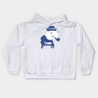 Blue Fancy Frog with Pipe Kids Hoodie